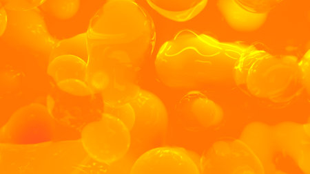 orange honey color reflecting dense bland fluid backdrop - abstract 3D renderingの写真素材