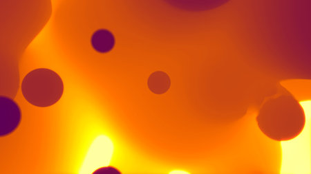 pink dense soft bubbles in space of gold orange bokeh light - abstract 3D renderingの写真素材