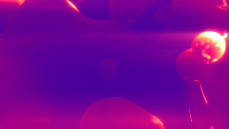 pink transpicuous crystalline spheres glowing with horizontal flares - abstract 3D renderingの写真素材