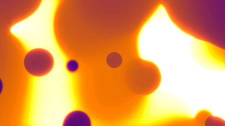 rose smooth morphed liquid in space of gold orange bokeh light - abstract 3D illustrationの写真素材