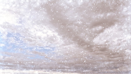 beautiful falling snow on clouds on sky bg - photo of natureの写真素材