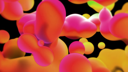 orange and pink slight gentle bubbles from alien planet - abstract 3D illustrationの写真素材
