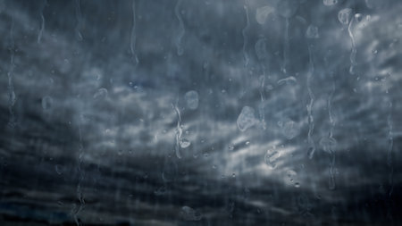 heavy rain on sky with clouds - cute weather background - photo of natureの写真素材