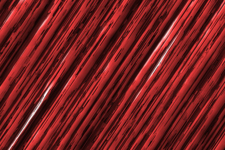 artistic red reflecting metal straight stripes computer art texture or background illustrationの写真素材