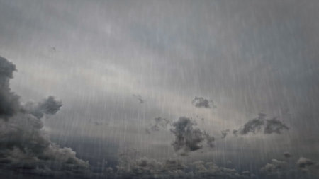 stroung rainfall on sky with clouds - cute weather background - photo of natureの写真素材