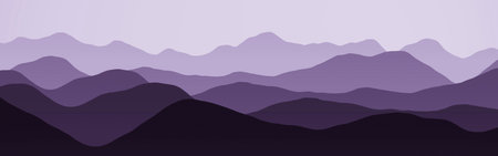 amazing wide angle of mountain slopes in the mist digitally drawn texture background illustrationの写真素材