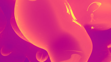 orange and pink dense wax shapes from alien planet - abstract 3D illustrationの写真素材
