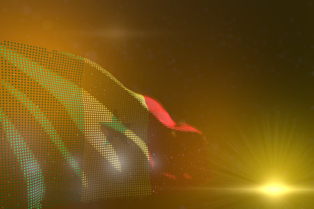 nice vivid photo of Senegal made of dots waving on yellow - bokeh and place for your text - any occasion flag 3d illustrationの写真素材