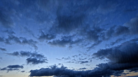 rainfall on sky with clouds - nice weather backdrop - photo of natureの写真素材