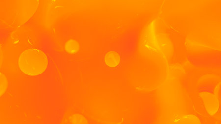 orange honey color reflecting dense benign bubbles backdrop - abstract 3D renderingの写真素材