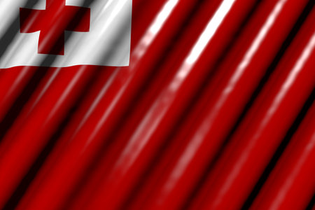 beautiful glossy - looking like plastic flag of Tonga with big folds - any occasion flag 3d...