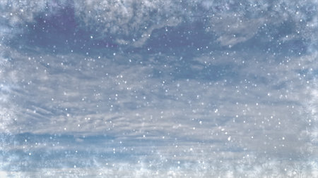 pretty snow weather on clouds on sky background - photo of natureの写真素材