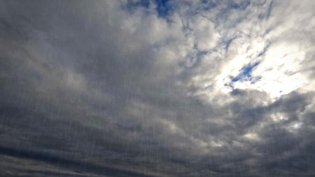 raining on sky with clouds - beautiful weather bg - photo of nature