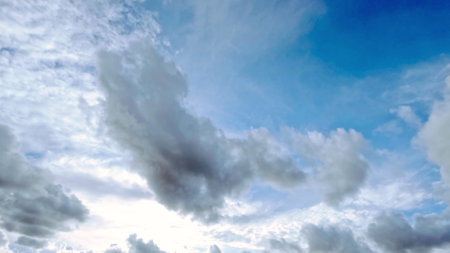 cute large white clouds in the blue sky bg - photo of nature