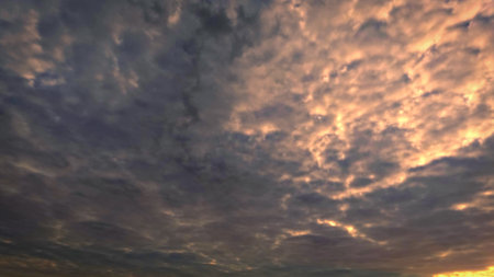 pretty sunrise gold clouds on the sky backdrop - photo of natureの写真素材