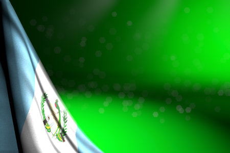 wonderful picture of Guatemala flag hangs in corner on green with selective focus and free place for content - any feast flag 3d illustrationの写真素材