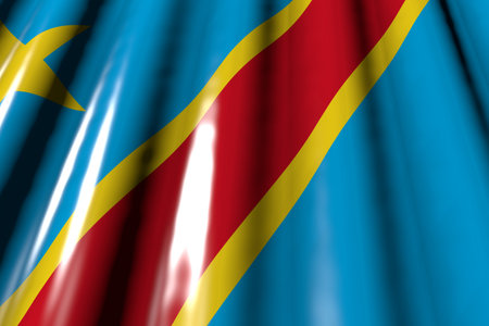 cute any holiday flag 3d illustration - glossy - looks like plastic flag of Democratic Republic of Congo with large folds lying flat diagonalの写真素材