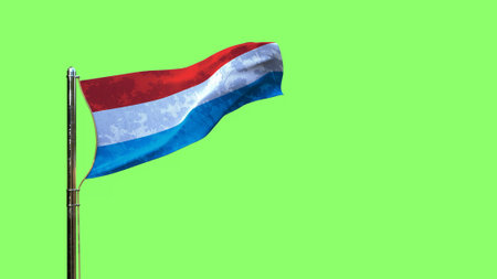 waving flag of Luxembourg for national holiday on green screen, isolated - object 3D illustrationの写真素材