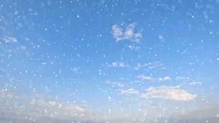 beautiful snow fall on clouds on sky bg - photo of natureの写真素材