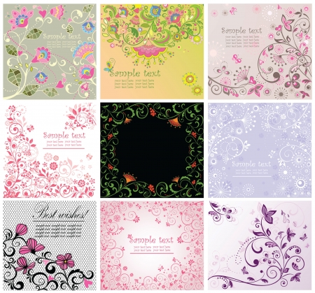 Greeting floral cardsのイラスト素材
