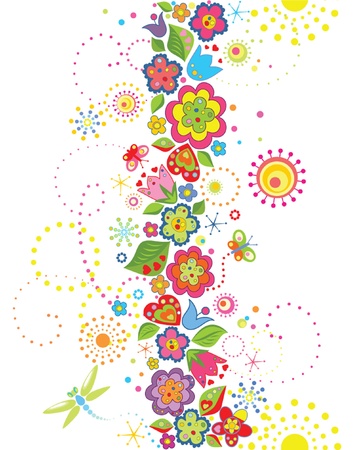 Funny seamless floral backgroundのイラスト素材