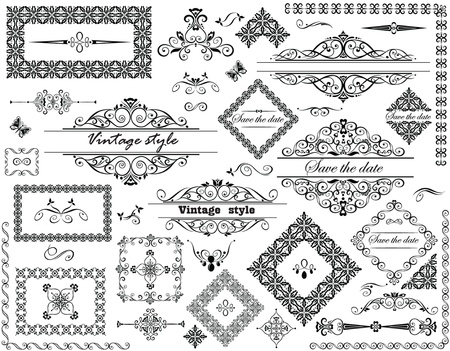 Vintage frames and decorative elementsのイラスト素材