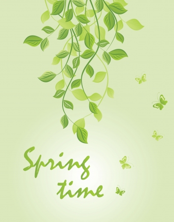Spring green floral bannerのイラスト素材