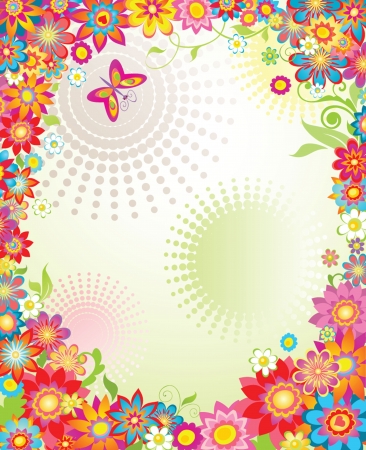 Summer banner with colorful flowersのイラスト素材