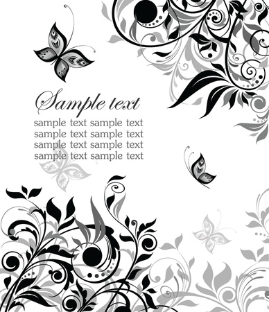 Vintage floral black and white backgroundのイラスト素材