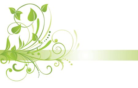Green floral bannerのイラスト素材