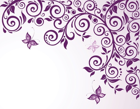 Violet floral cardのイラスト素材