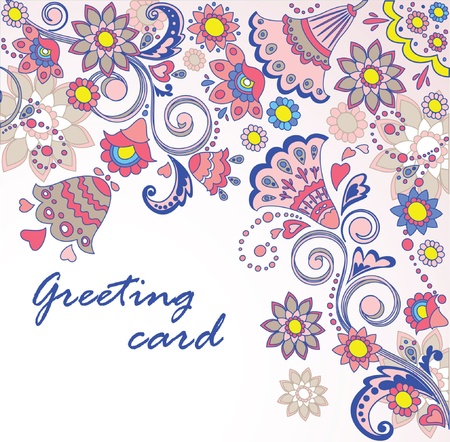 Vintage greeting floral cardのイラスト素材