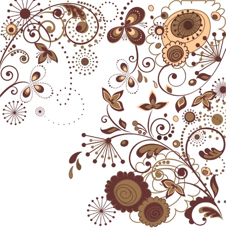 Retro floral cardのイラスト素材