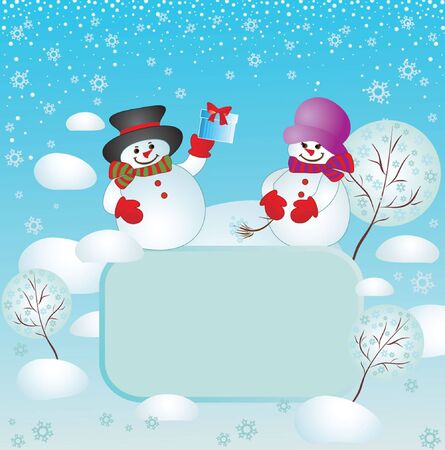 Xmas card with snowmanのイラスト素材