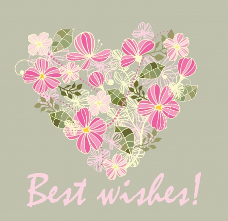 Beautiful card with floral heartのイラスト素材