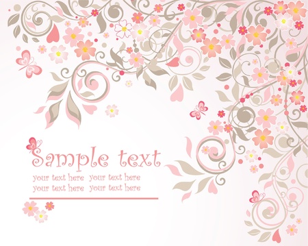 Floral greeting postcardのイラスト素材