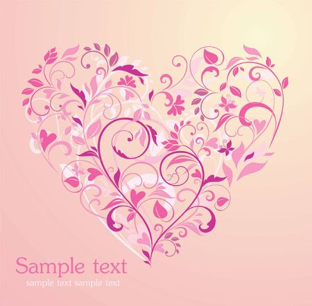Floral pink heartのイラスト素材