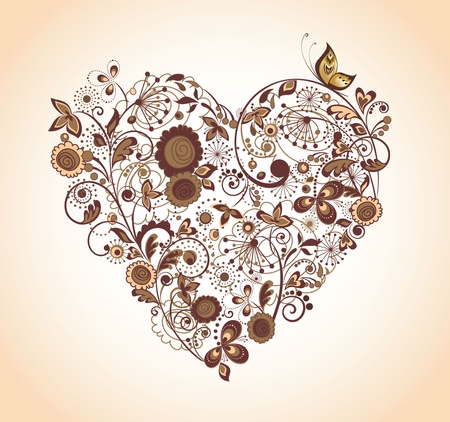 Vintage floral heartのイラスト素材
