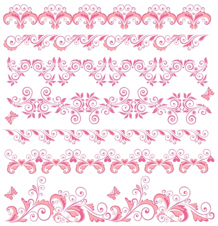 Beautiful pink seamless bordersのイラスト素材