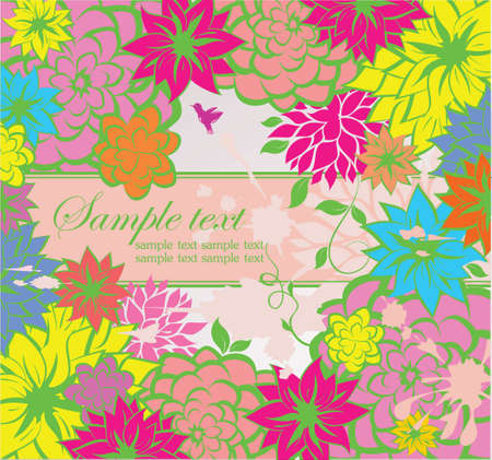 Greeting retro floral cardのイラスト素材
