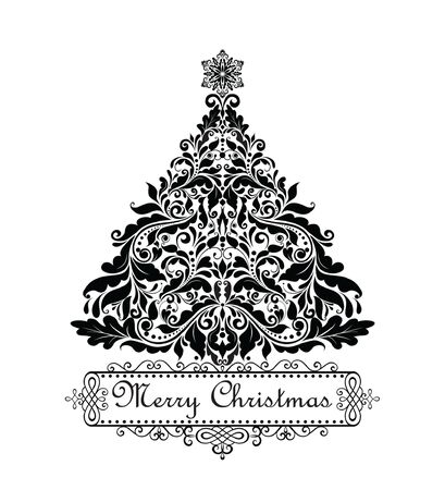 Xmas vintage black treeのイラスト素材