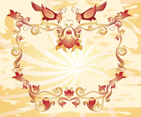 Vintage frame with birdsのイラスト素材