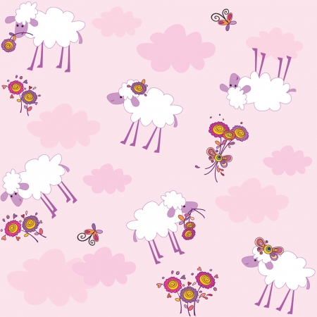 Seamless pattern with sheepのイラスト素材