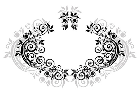 Vintage floral black frameのイラスト素材