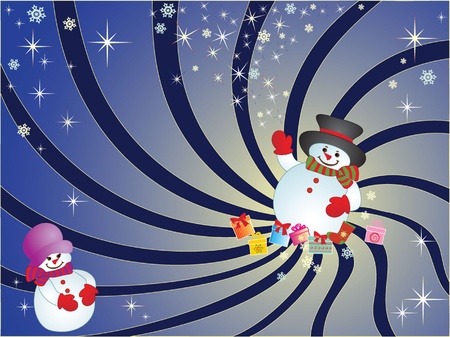 Xmas card with snowmanのイラスト素材