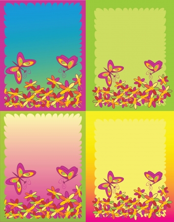 Set card with butterfliesのイラスト素材
