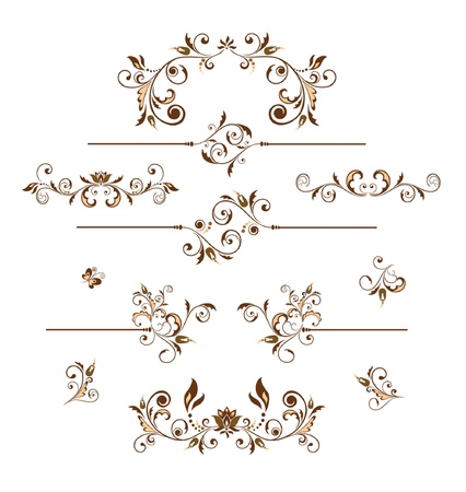 Retro floral bordersのイラスト素材