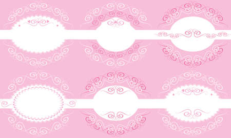 Set of beautiful pink frameのイラスト素材