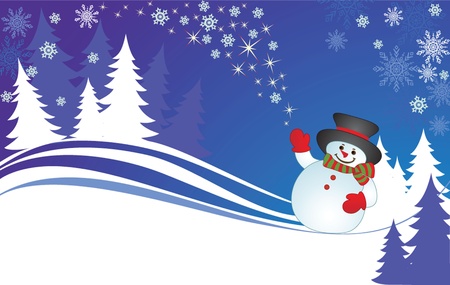 Xmas card with snowmanのイラスト素材
