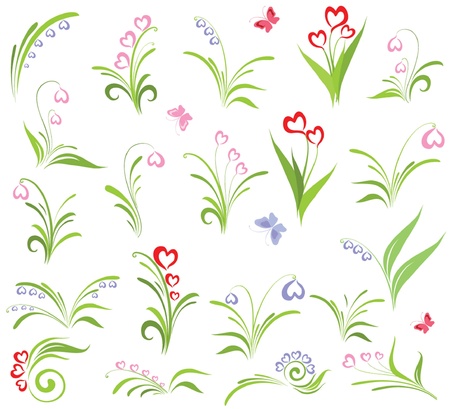 Set of floral elementsのイラスト素材